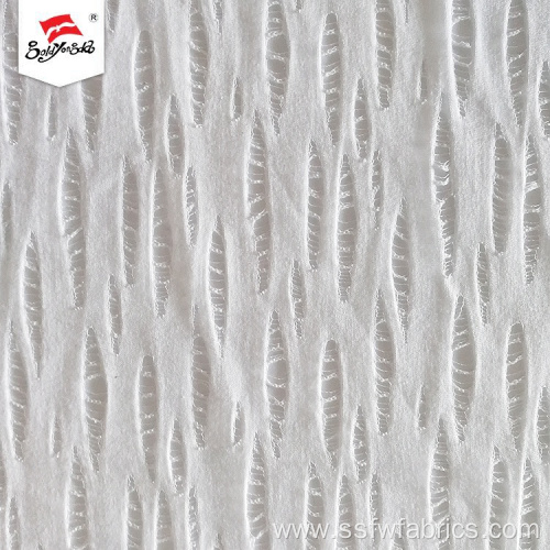 White 100% Polyester Jacquard Fabric For Dress